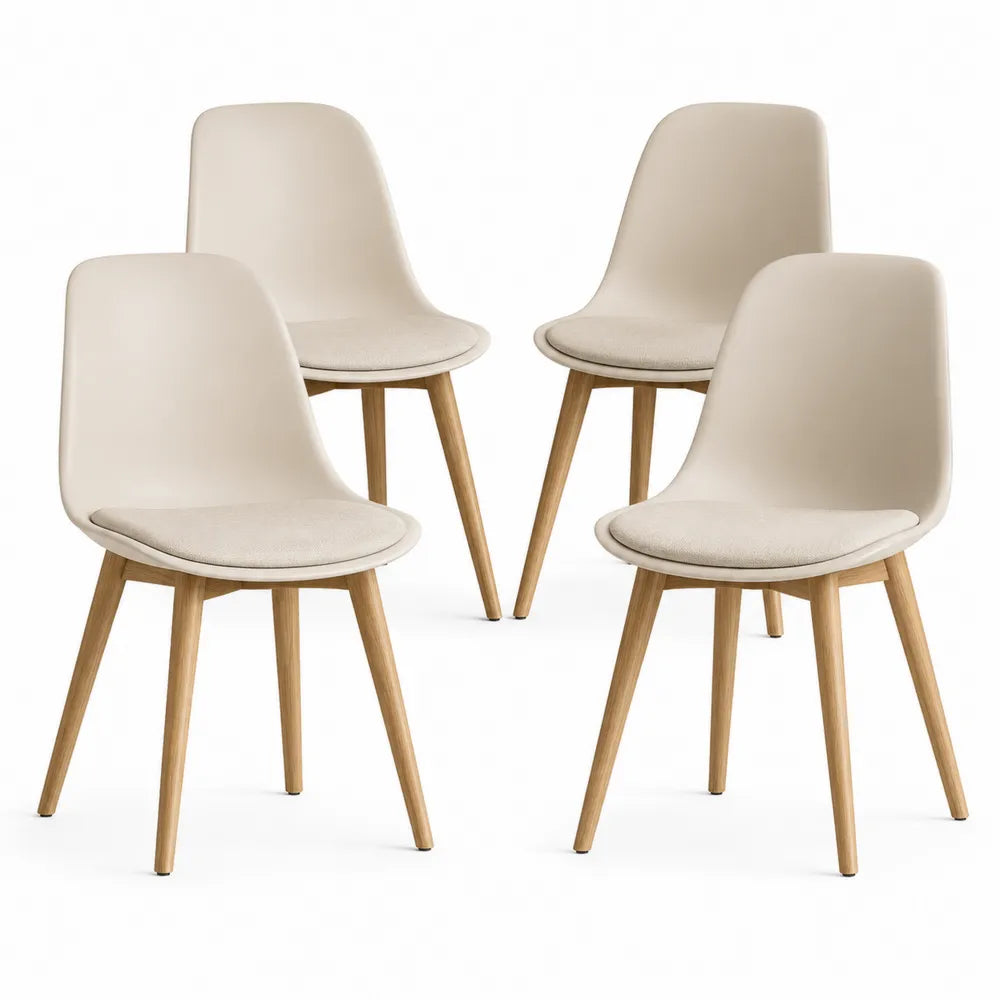 Set di Sedie in ABS con Gambe in Legno, 4 Pezzi