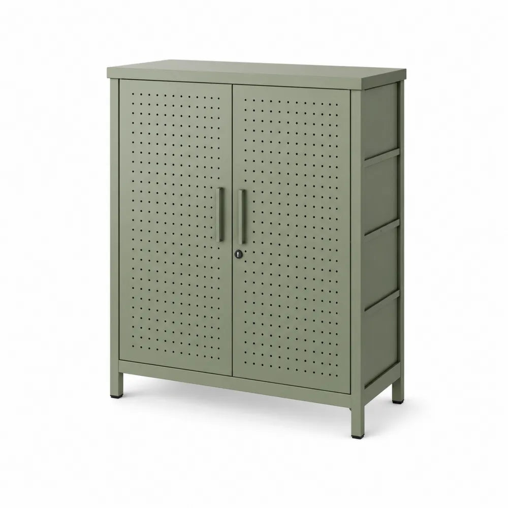 Armadio in metallo con doppia anta 140x90x40 cm Verde