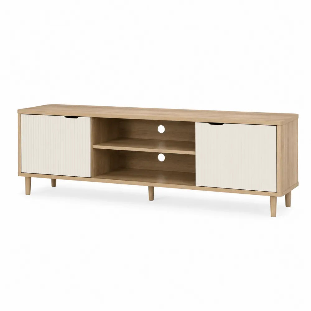Mobile TV in Legno e MDF con Ante Bianche 180x45x50 cm