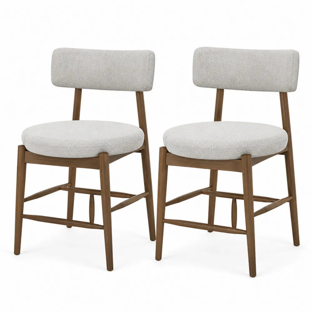 Set di 2 sedie in legno e tessuto grigio chiaro