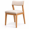 Sedia da pranzo in legno con rivestimento in poliestere beige