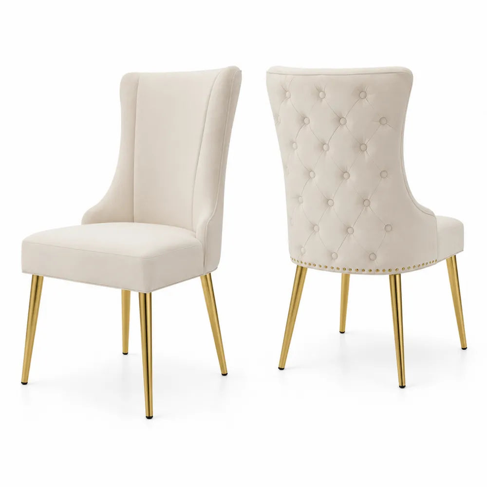 Sedia da pranzo in velluto con gambe in metallo, 85 cm