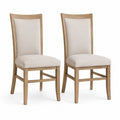Set di 2 Sedie da Pranzo in Legno e Tessuto Beige