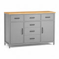 Credenza in metallo grigio con piano in legno 152x46x91 cm