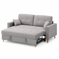 Divano Letto in Tessuto Grigio con Gambe in Legno