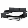 Divano Letto Angolare in Tessuto Grigio con Contenitore