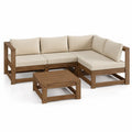 Set Divano Angolare da Esterno con Cuscini Beige