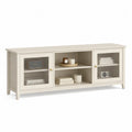 Mobile TV in Legno con Ante in Vetro Temperato Bianco 150x40x60 cm